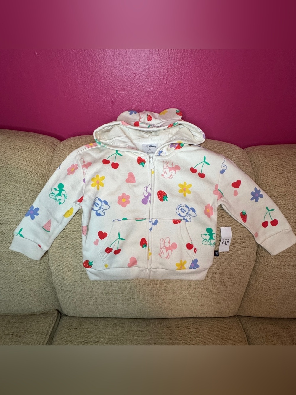 🆕 NWT Baby GAP x Disney Minnie Hooded Zip-Up w/ Ears 🆕 - Picture 5 of 13